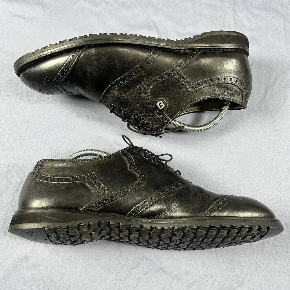 FootJoy Classics Oxford Wingtip Men’s Size 10 Black Leather Golf Shoes 55186